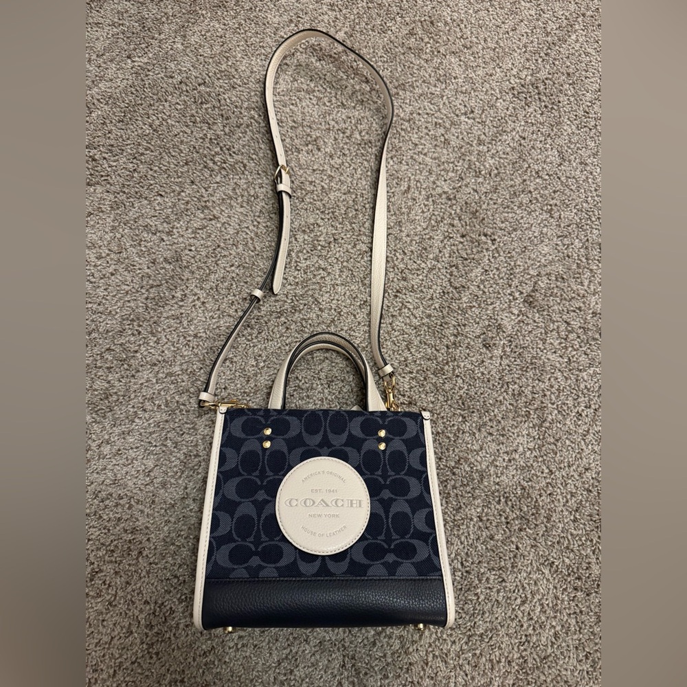 Coach Blue and White signature mini tote
